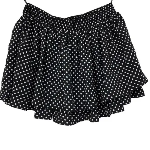 THE KORNER BLACK WITH WHITE POLKA DOTS TIERED SKIRT WITH SHORTS UNDER SIZE 4