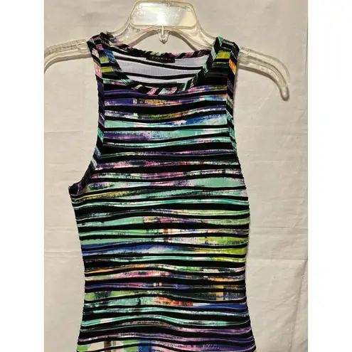 Cherish Striped Textured Bodycon Wiggle Dress Multi Color Textured Sz S New