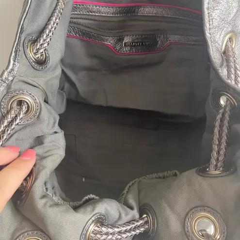 Elliot Luca Elliott Luca Silver Pewter Metallic Leather Drawstring Large Bucket Bag