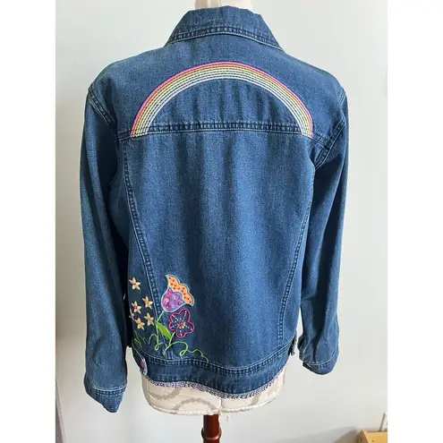 I Love Jesus Embroidered Denim Jean Jacket Medium Blue