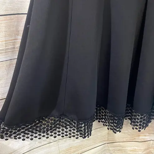 Donna Ricco fit & flare black dress w/polka dot lace hem square neckline Size 12