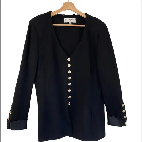 St. John EVENING Santana Knit Triple Style Rhinestone Button Cardigan Size 12