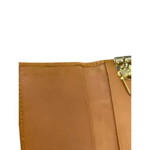 Elle VTG Genuine Leather Key Holder Wallet Case Tan Navy Blue Beige Bifold Snap