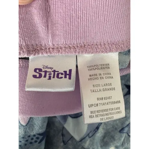 Disney  Pajama Pants Womens Juniors Large Blue Stitch Velour Sleepwear Loungewear