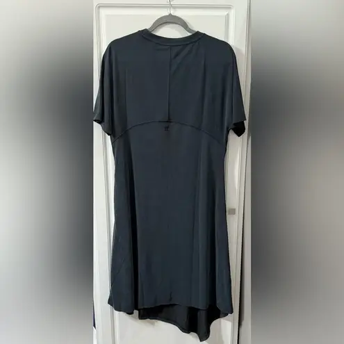 Sweaty Betty NEW! Rhea Midi Dress Black Soft Short Sleeve Handkerchief Hem