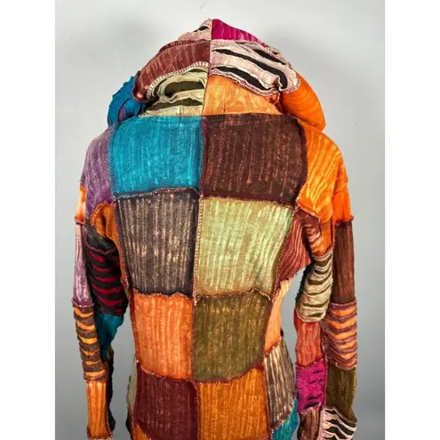 The Collection Royal Womens Zip Jacket Patchwork Colorful Hoodie Zip Boho Hippie Size undefined