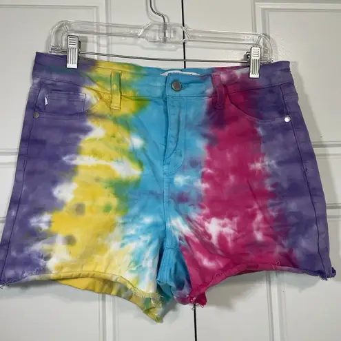 Judy Blue Tie Dye Cut Off Jean Shorts Hippie Los Angeles Size L