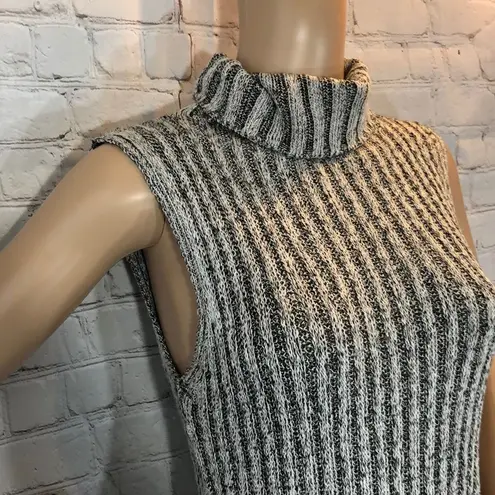 Gray Ribbed Turtleneck Knit Sleeveless Sweater Dress OSFM Size undefined