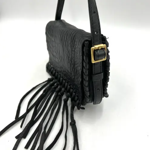 Brian Atwood Acolby Crossbody Large Bubble Grain Leather Fringe