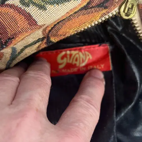 Gitana Tapestry Top Handle Bag Purse Made in Italy Boho Hippie Floral Earthy Orange