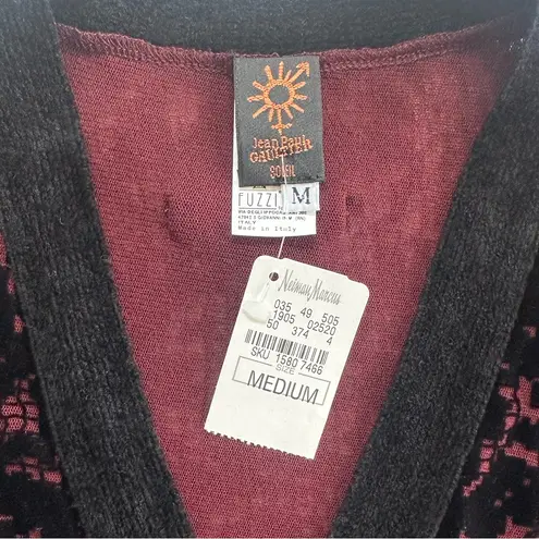 Jean Paul Gaultier Soleil Black and Burgundy Burnout Velvet V