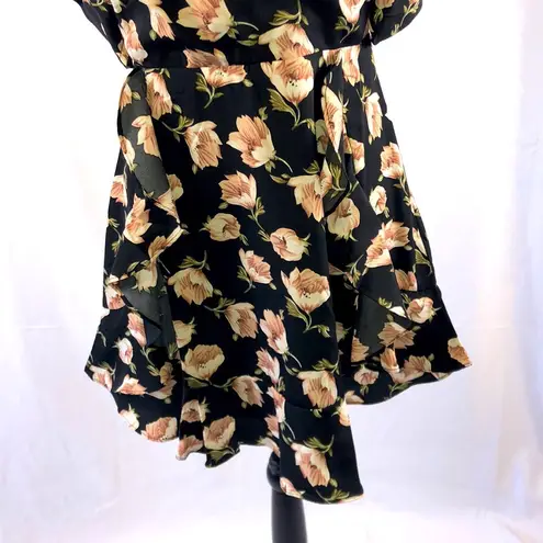 INA dress mini floral print with ruffled hemlines size L NWT