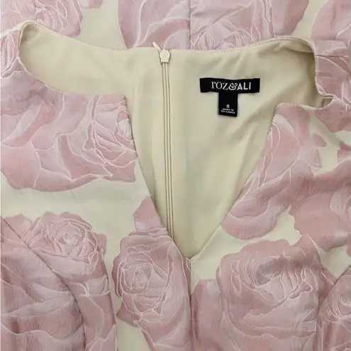 Roz & Ali Pink and Cream Floral Midi Dress Sz 8
