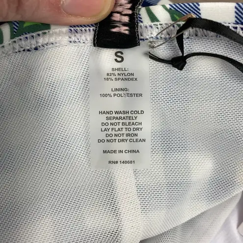 Unique Vintage Navy Gingham Floral Halter Tie Romper Style Swimsuit Sz.S/4 NWT