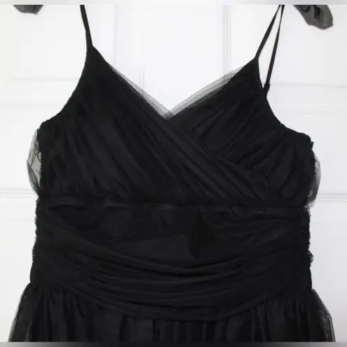 Maje Black Tiered Mini Dress with a Ruffled Skirt