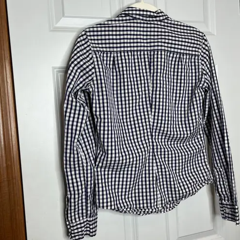 Frank & Eileen Barry Gingham Check Shirt XS Navy White Cotton Button Down