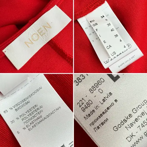 NOEN Nordic Ponte Knit Cocoon Hem Dress 3/4 Sleeve Red Sz 4