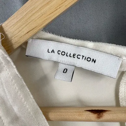 LA COLLECTION Blouse Cream Raw Edge 100% Silk Sleeveless Tank Cami Size 0