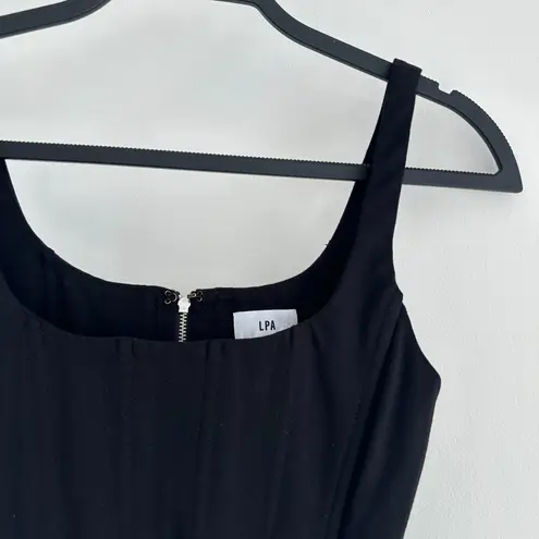 LPA Corset Top Womens XS Black Prescott Cropped Square Neck Minimalist Going Out