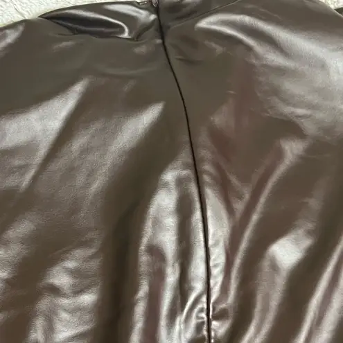 Long sleeve pleather thin material top Size XL Brown