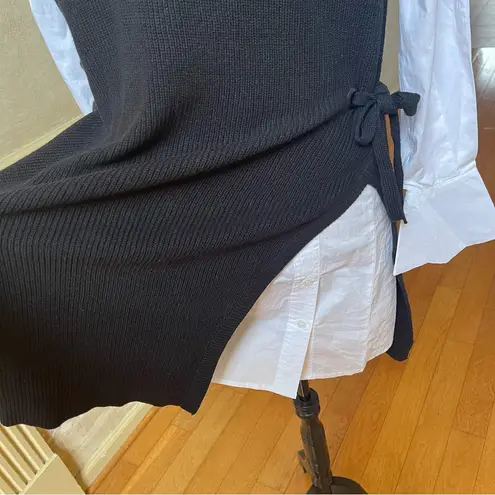 Elan Nia Sleeveless Shirt Sweater Vest Dress Navy Blue White Sz Small