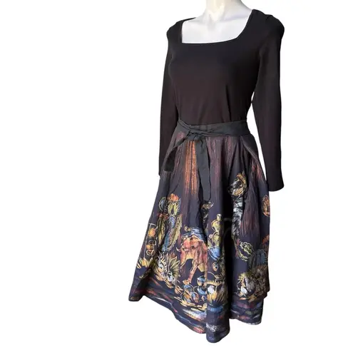 Vintage 1950’s/1960’s Matador Hand Painted Sequined Mexican Cotton Circle Skirt Black Size M