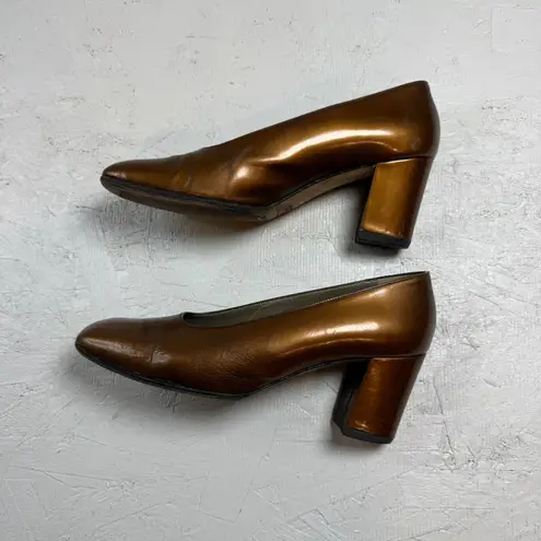 Yves Saint Laurent Bronze Leather SquareToe Block