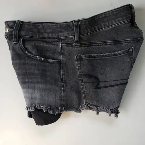 American Eagle  Womens Shorts Size 6 Hi-Rise Jean Booty Distressed Black Festival