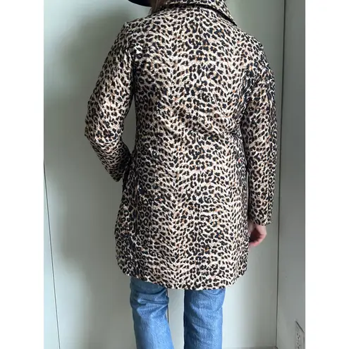 Y2K Leopard Print Coat Size Small Lightweight Pockets Midi Fit Bratz Era Brown