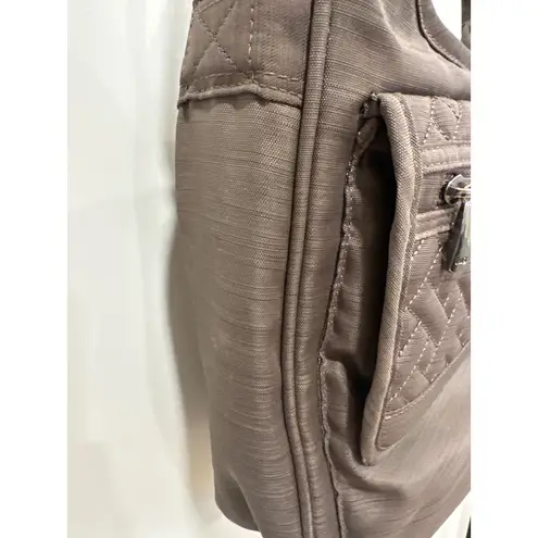 Lug Hopscotch Crossbody Bag Brown Quilted Zip Pocket Adjustable Strap