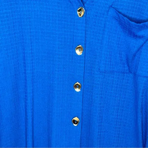 Fred David  Button Front Blouse * Blue * 2X