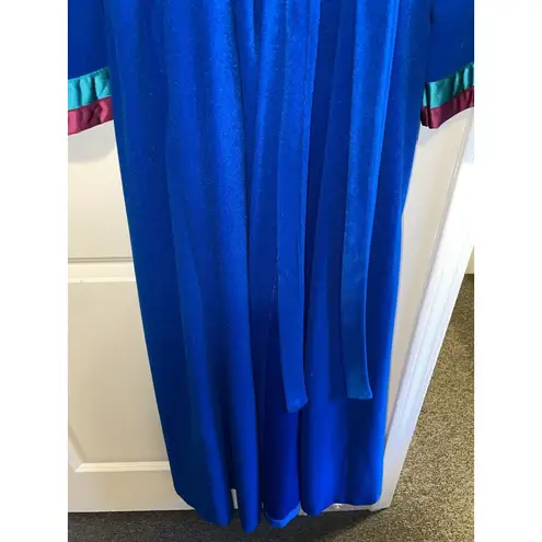 Vanity Fair VTG 80s Burgundy Teal Velvet Housecoat Long Robe Women’s Sz L USA