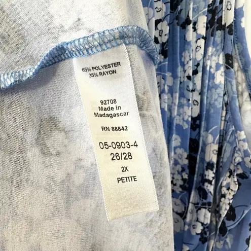 Woman Within Plus Size 2XP Maxi Dress 26/28 Blue Floral Pleated Sleeveless 1427 - Image 12