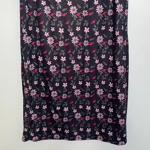 Bongo Pink and Black Floral Maxi Skirt