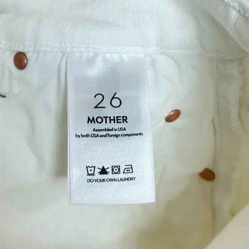 MOTHER The Kick It High Waist Straight Leg Jeans in Wash Fairest Of Them All White Size 26