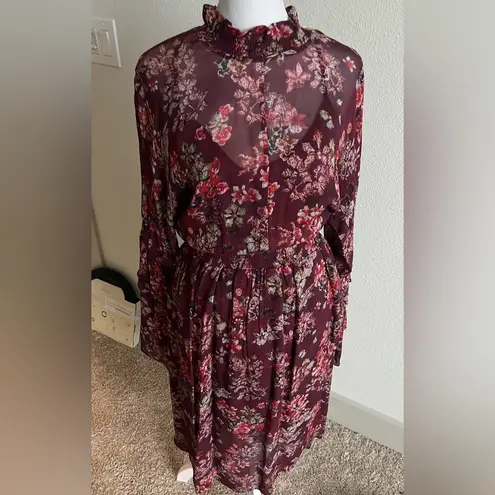 IRO Wine Red Long Sleeve Bell maxi dress