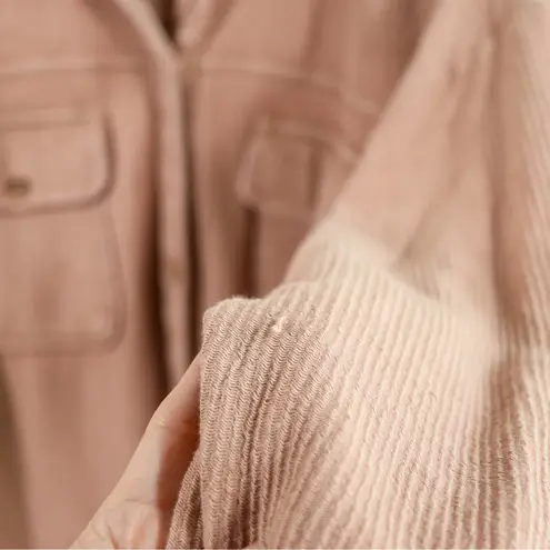 Pilcro Corduroy Shacket Duster Oversized Button Up Long Sleeve Mauve Size L - Image 12