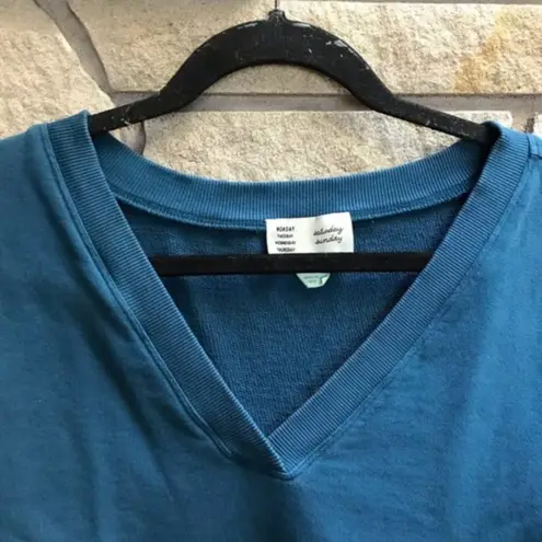 Anthropologie Saturday Sunday by  Matea V Neck Cropped Sweatshirt Blue small