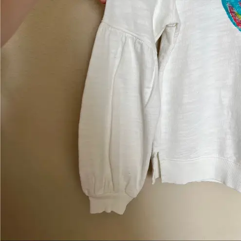 Handmade Hand Painted Heart Puff Sleeve Sweatershirt