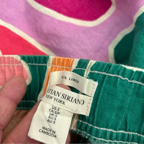 CHRISTIAN SIRIANO New York Colorful Linen Pants Size SMALL Abstract Print Green