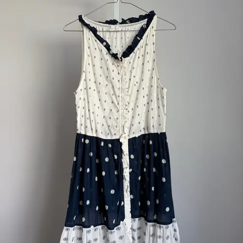Tigerlily Hanini Maxi Dress polkadot cottagcore 4 White Blue Ruffle Tiered