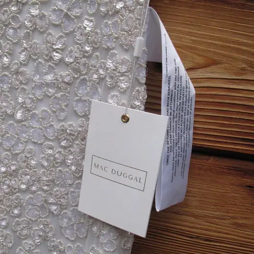 Mac Duggal NWT 10748 White Floral Beaded Gown Dress Size 4 $598