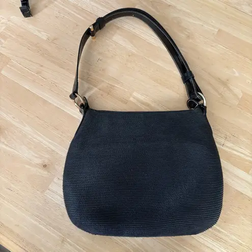 Isaac Mizrahi Eric Javits paper straw shoulder bag in black