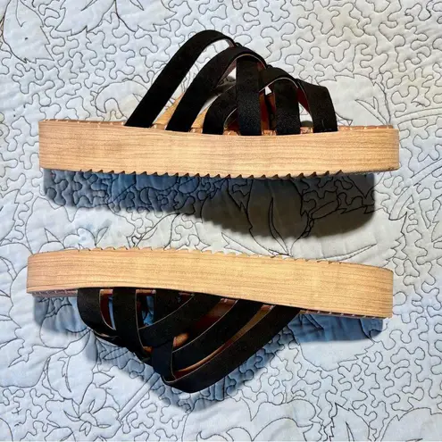 Musse & Cloud Woven Black Suede Slide Platform Sandal Sz 41 U.S. 10 š§”