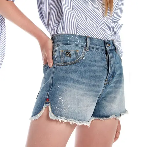 Scotch & Soda Blue Ocean Shades High-Rise Button Fly Cutoff Shorts Size 30