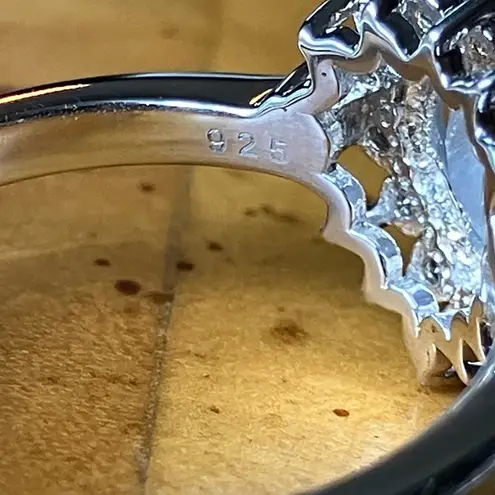 Natural Rainbow Moonstone Sterling Silver Heart Ring Size 8.75