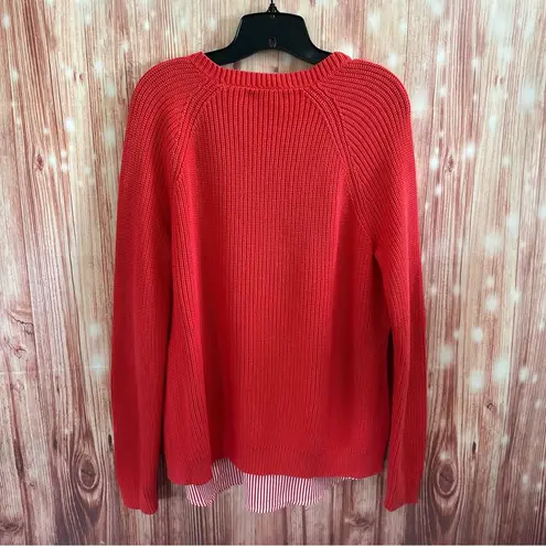 Ralph Lauren Lauren  Coral Striped Underlayer Crewneck  Sweater