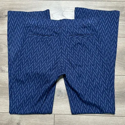 Betabrand 30” Yoga Dress Pant Blue Geometric Print Trouser Pants Size Medium