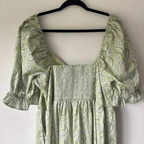 Hill House Home Ophelia Dress Eucalyptus Floral Green Midi Dress Cottagecore