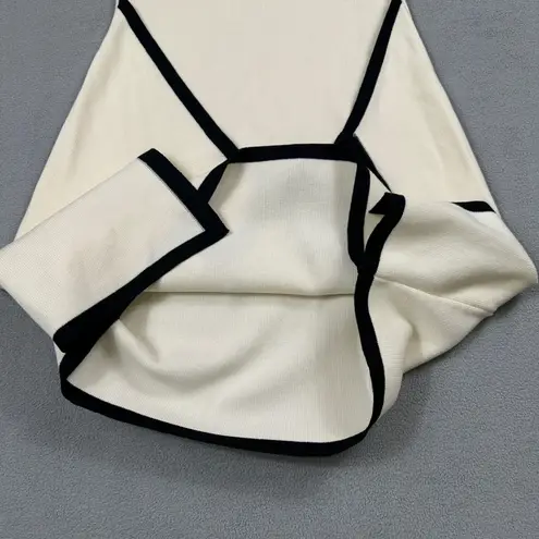 Meshki Rian Strapless Knit Mini Dress Cream Black Trim Sleeveless Party